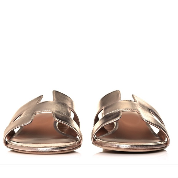 COPY - Hermes Metallic Napa Oasis Sandals Rose Dore - Picture 12 of 16